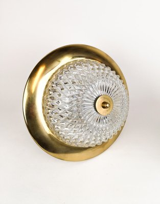 Brass and Crystal Ceiling Lamp by Tyringe Konsthantverk for Orrefors, Sweden,1960s-UYK-806921