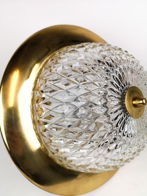 Brass and Crystal Ceiling Lamp by Tyringe Konsthantverk for Orrefors, Sweden,1960s-UYK-806921