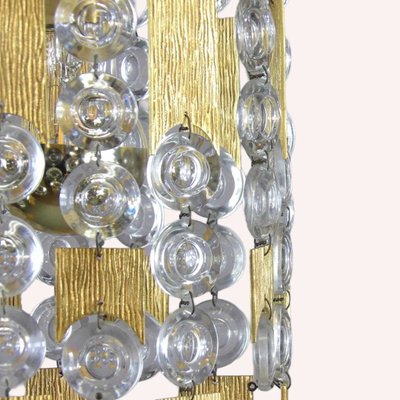 Brass and Crystal Ceiling Light attributed to Ernst Palme for Palwa-QUV-2021200