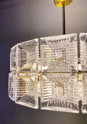 Brass and Crystal Chandelier by Carl Fagerlund for Orrefors, 1960s-AX-1737067