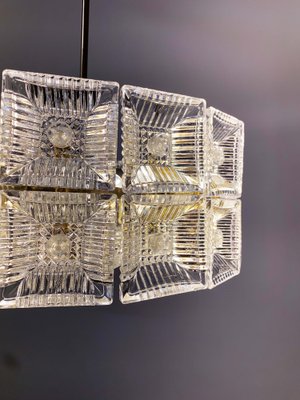 Brass and Crystal Chandelier by Carl Fagerlund for Orrefors, 1960s-AX-1737067