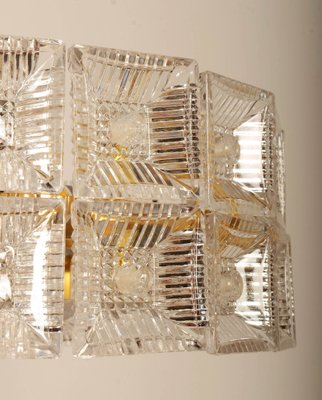 Brass and Crystal Chandelier by Carl Fagerlund for Orrefors, 1960s-AX-1737067