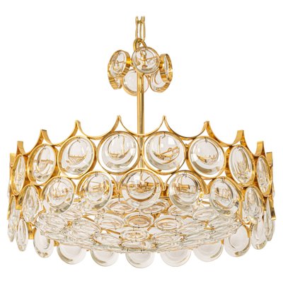 Brass and Crystal Chandelier by Sciolari for Palwa, Germany, 1970s-UGR-1085409