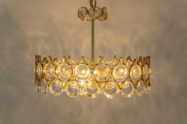 Brass and Crystal Chandelier by Sciolari for Palwa, Germany, 1970s-UGR-1085409