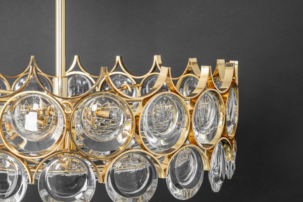 Brass and Crystal Chandelier by Sciolari for Palwa, Germany, 1970s-UGR-1085409