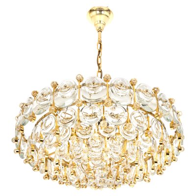 Brass and Crystal Chandelier by Sciolari for Palwa, Germany, 1970s-UGR-1085405