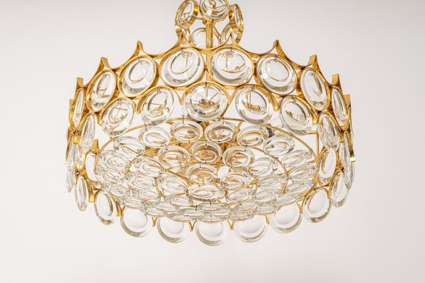 Brass and Crystal Chandelier by Sciolari for Palwa, Germany, 1970s-UGR-1085409