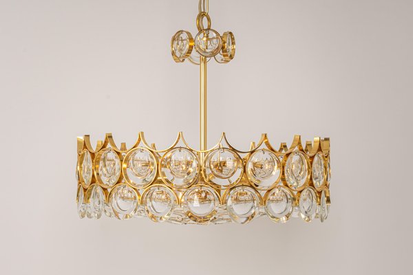 Brass and Crystal Chandelier by Sciolari for Palwa, Germany, 1970s-UGR-1085409