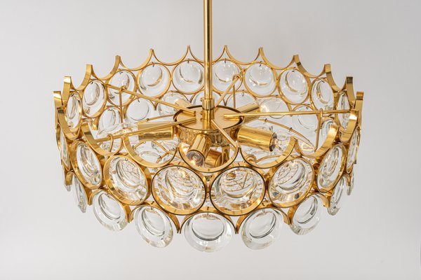 Brass and Crystal Chandelier by Sciolari for Palwa, Germany, 1970s-UGR-1085409