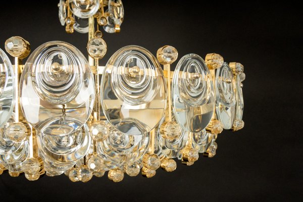 Brass and Crystal Chandelier by Sciolari for Palwa, Germany, 1970s-UGR-1085405