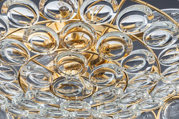 Brass and Crystal Chandelier by Sciolari for Palwa, Germany, 1970s-UGR-1085409