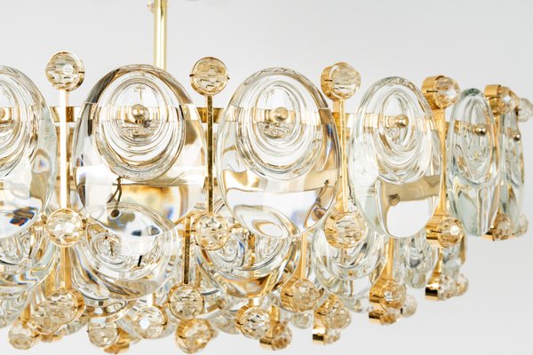 Brass and Crystal Chandelier by Sciolari for Palwa, Germany, 1970s-UGR-1085405