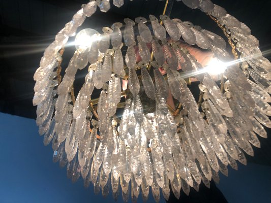 Brass and Crystal Chandelier Crown with 3 Lights, 1970s-RWZ-1146829