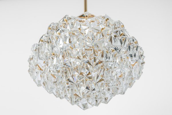 Brass and Crystal Glass Chandelier attributed to Kinkeldey, Germany, 1970s-UGR-1446852