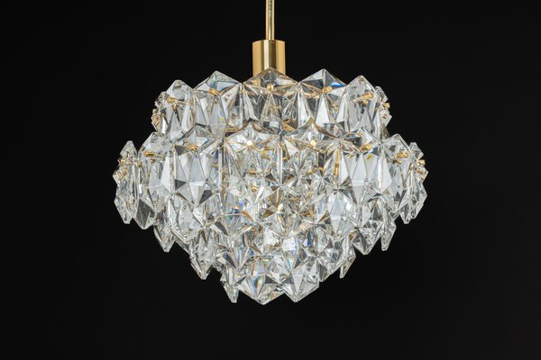 Brass and Crystal Glass Chandelier attributed to Kinkeldey, Germany, 1970s-UGR-1446852