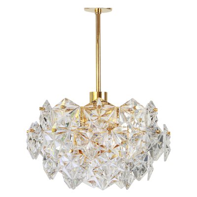 Brass and Crystal Glass Chandelier by Kinkeldey, Germany, 1970-UGR-1086277