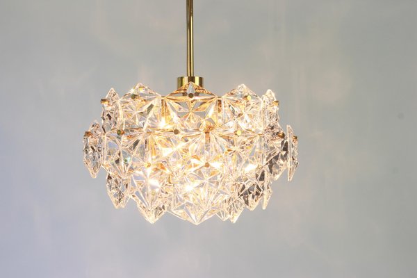 Brass and Crystal Glass Chandelier by Kinkeldey, Germany, 1970-UGR-1085648