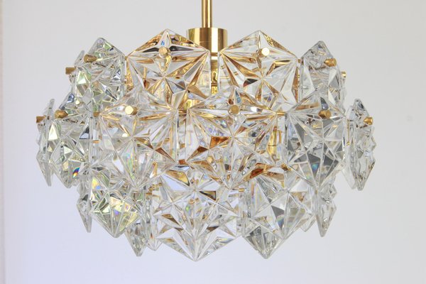 Brass and Crystal Glass Chandelier by Kinkeldey, Germany, 1970-UGR-1085648