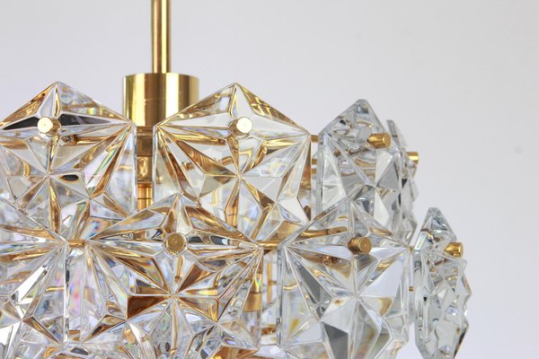 Brass and Crystal Glass Chandelier by Kinkeldey, Germany, 1970-UGR-1085648