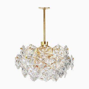 Brass and Crystal Glass Chandelier by Kinkeldey, Germany, 1970-UGR-1085648