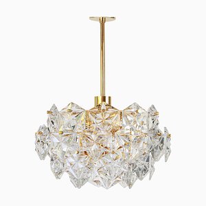 Brass and Crystal Glass Chandelier by Kinkeldey, Germany, 1970-UGR-1086277