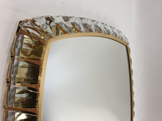 Brass and Crystal Glass Illuminated Mirror from Palwa, 1970s-RQL-541073