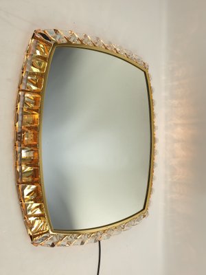 Brass and Crystal Glass Illuminated Mirror from Palwa, 1970s-RQL-541073