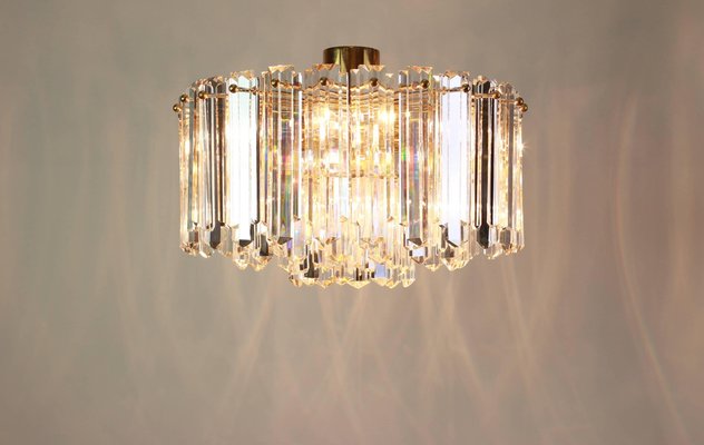 Brass and Crystal Glass Light Fixture Floria from Kalmar, Austria, 1970s-UGR-1085861