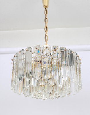 Brass and Crystal Glass Light Fixture Floria from Kalmar, Austria, 1970s-UGR-1085946