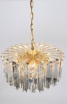 Brass and Crystal Glass Light Fixture Floria from Kalmar, Austria, 1970s-UGR-1085946