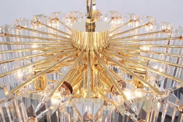 Brass and Crystal Glass Light Fixture Floria from Kalmar, Austria, 1970s-UGR-1085946