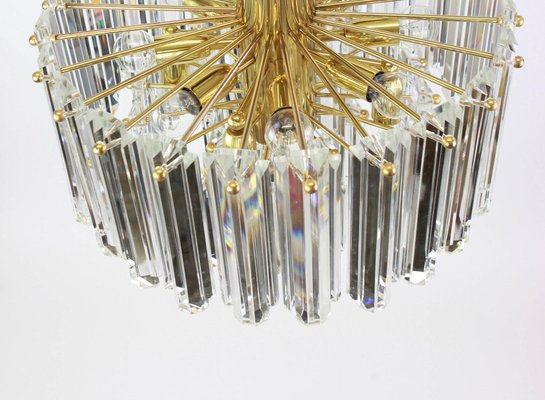 Brass and Crystal Glass Light Fixture Floria from Kalmar, Austria, 1970s-UGR-1085946