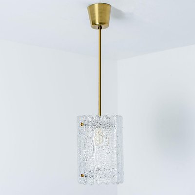 Brass and Crystal Glass Pendant attributed to Carl Fagerlund for Orrefors, Sweden, 1960s-VDW-2034117