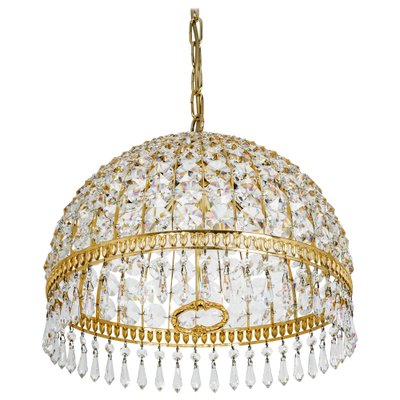 Brass and Crystal Pendant Light, from Palwa, Germany, 1970s-UGR-1085395