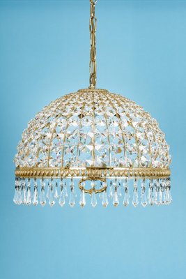 Brass and Crystal Pendant Light, from Palwa, Germany, 1970s-UGR-1085395