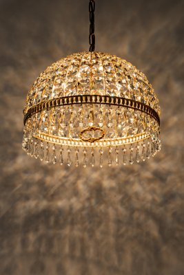 Brass and Crystal Pendant Light, from Palwa, Germany, 1970s-UGR-1085395