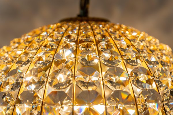 Brass and Crystal Pendant Light, from Palwa, Germany, 1970s-UGR-1085395