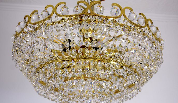 Brass and Crystal Rainbow Chandelier from Ernst Palme, 1970s-NGU-1820769