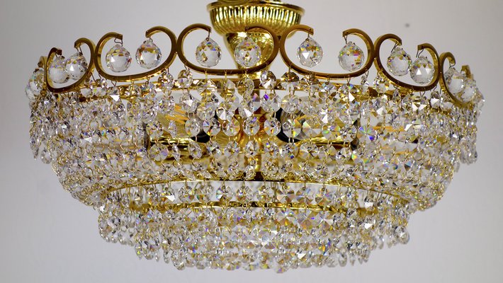 Brass and Crystal Rainbow Chandelier from Ernst Palme, 1970s-NGU-1820769