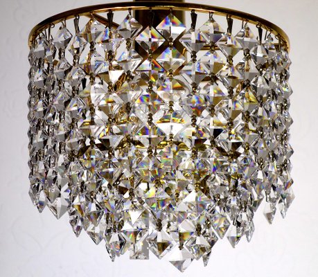 Brass and Crystal Rainbow Chandelier from Palwa, 1970s-NGU-1820004