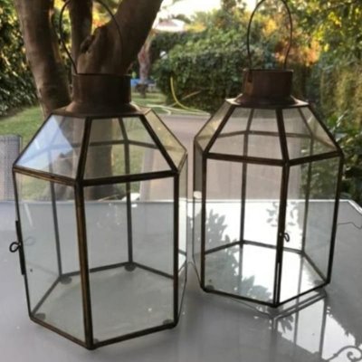 Brass and Crystal Table Lanterns, Set of 2-TCS-1060944