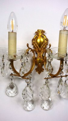 Brass and Crystal Wall Lamps from Palwa, 1960s, Set of 2-NGU-1780485