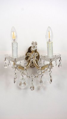 Brass and Crystal Wall Lamps from Palwa, 1960s, Set of 2-NGU-1780486