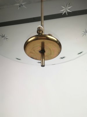 Brass and Curved Glass Pendant Lamp in the style of Pietro Chiesa for Fontana Arte, 1940s-UIW-1422618