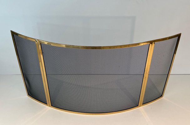 Brass and Curved Wire Fireguard, 1970s-BA-1784733