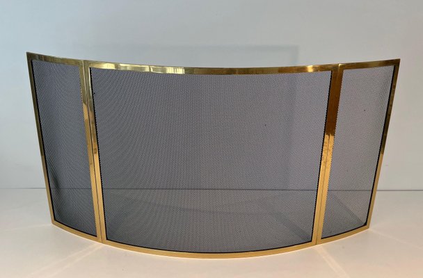 Brass and Curved Wire Fireguard, 1970s-BA-1784733