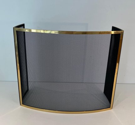 Brass and Curved Wire Fireguard, 1970s-BA-1784733