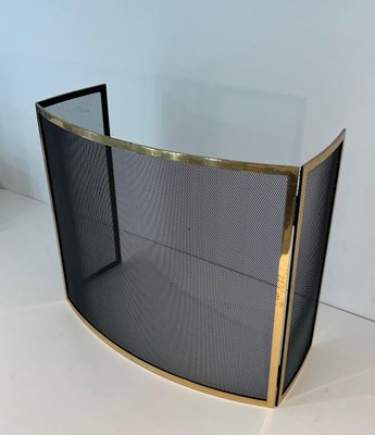 Brass and Curved Wire Fireguard, 1970s-BA-1784733