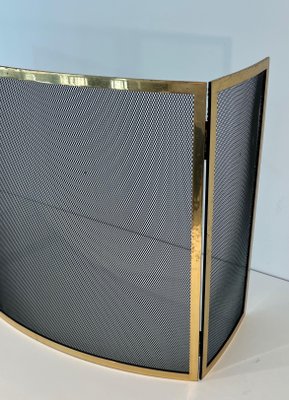 Brass and Curved Wire Fireguard, 1970s-BA-1784733