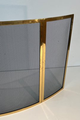 Brass and Curved Wire Fireguard, 1970s-BA-1784733